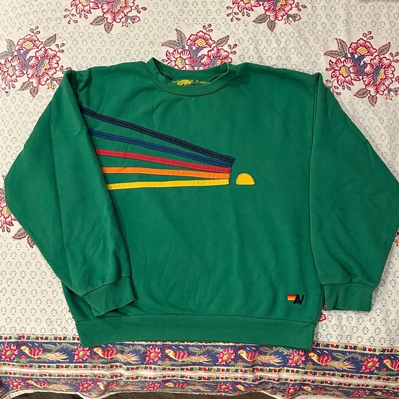 Aviator Nation Daydream relaxed crew sweatshirt in Green unisex M - Picture 4 of 14